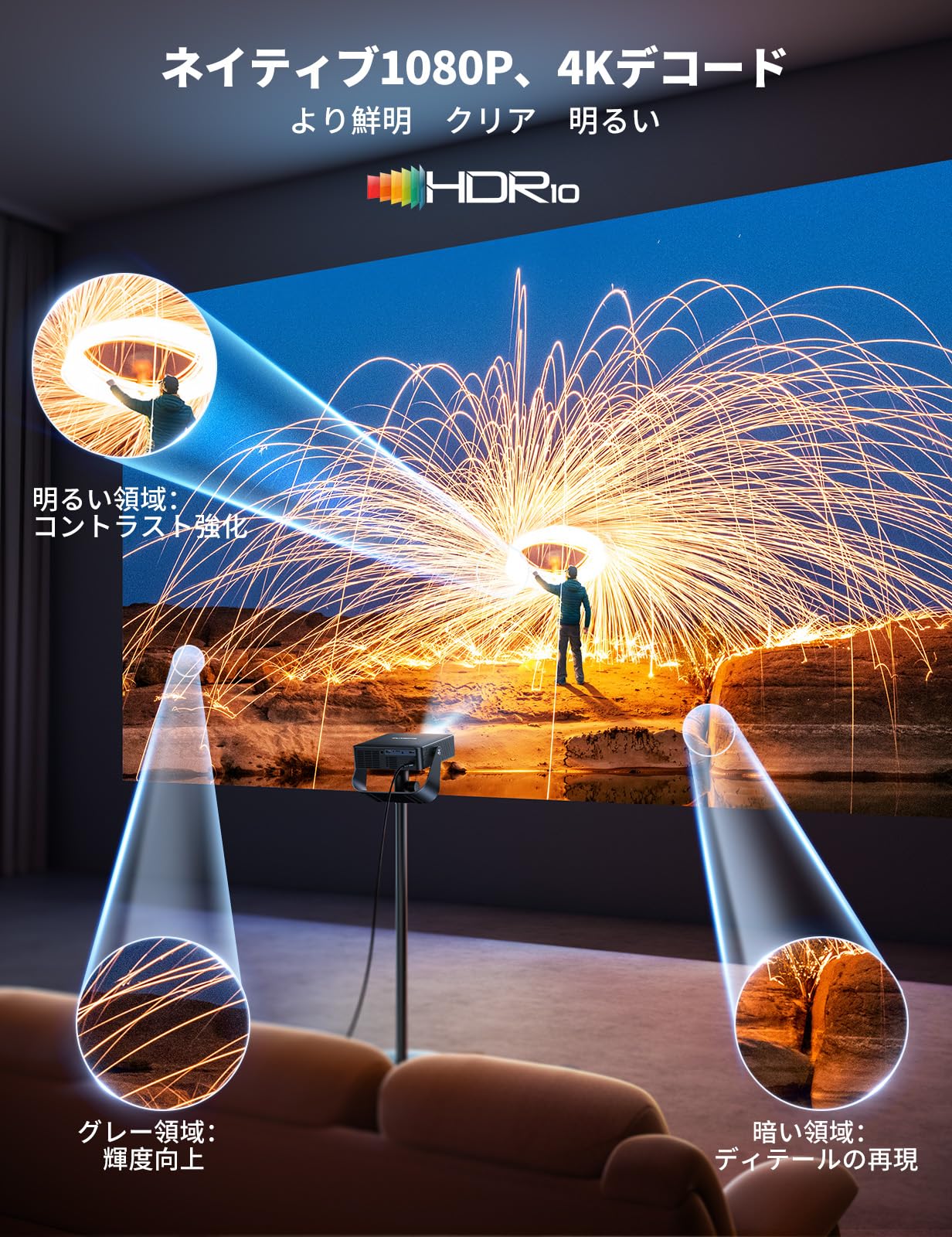 Amazon.co.jp: プロジェクター 4K 家庭用【公式認証アプリ＆ライブTV